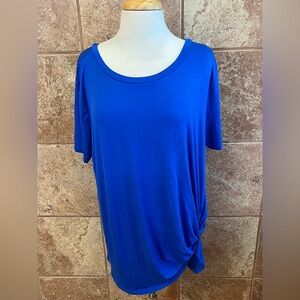 Crazy Train Blue Knit Top With Accent Knot Size XL